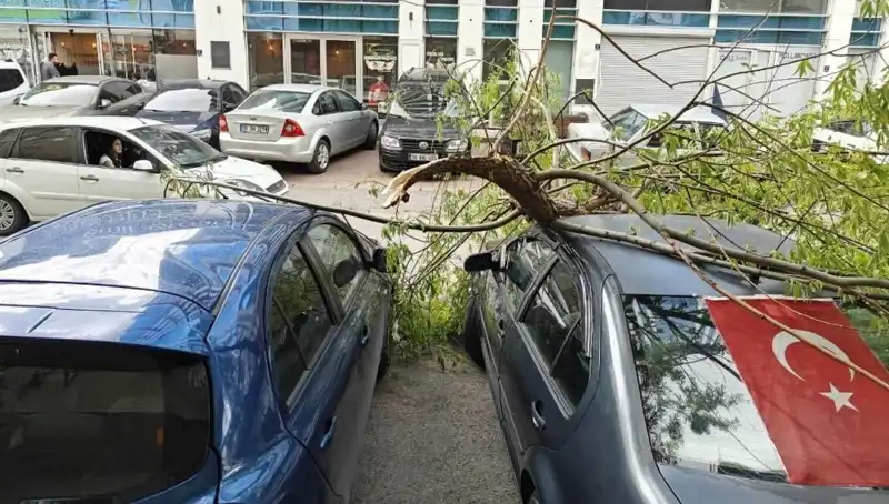 Kayseri'de Yaşanan Şiddetli Fırtına Ağaçları Kökünden Sökerek Geçti