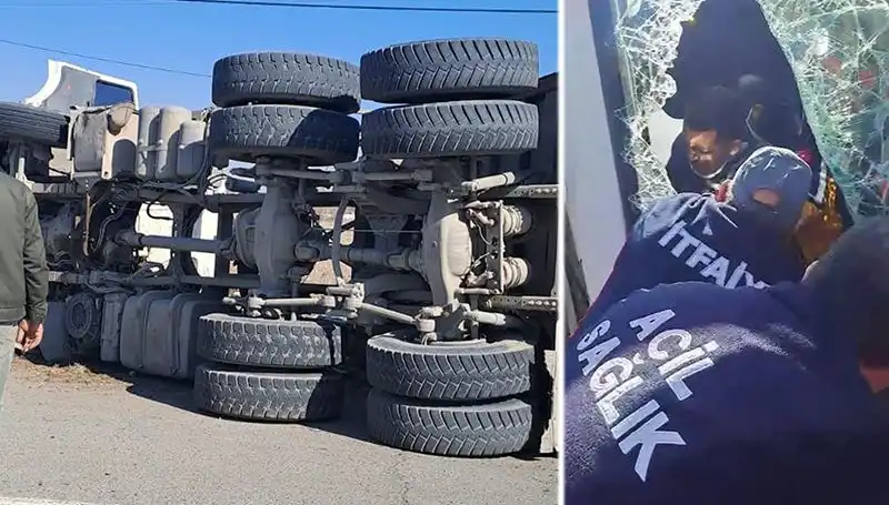 Virajı Alamayan Dev Kamyon Yolda Devrildi: Olay Anı ve Sonrası