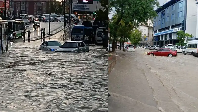 Ankara'da Şiddetli Sağanak Yağış: Sokaklar Nehre Döndü
